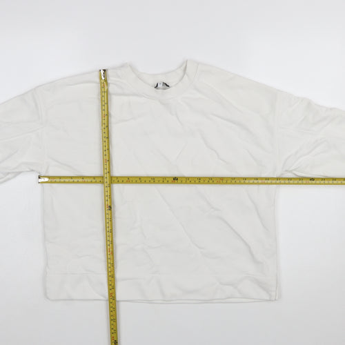 Reiss Womens White Cotton Blend Crew Neck Pullover Sweatshirt M
