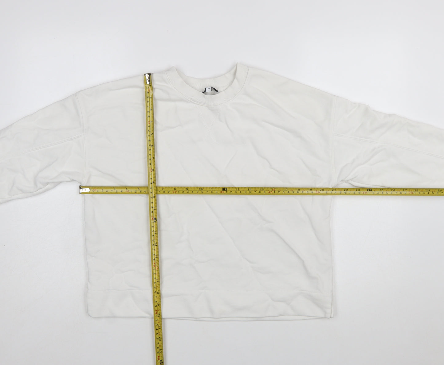 Reiss Womens White Cotton Blend Crew Neck Pullover Sweatshirt M