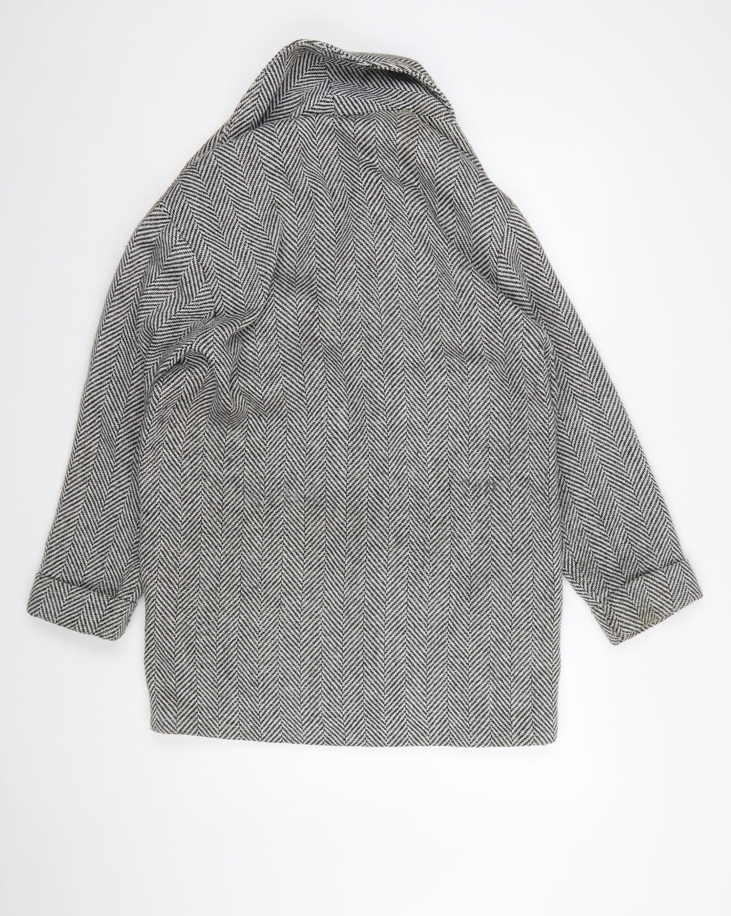 H&M Divided Women's Grey Herringbone Pea Coat Size M Wool Blend