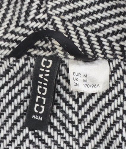 H&M Divided Women's Grey Herringbone Pea Coat Size M Wool Blend