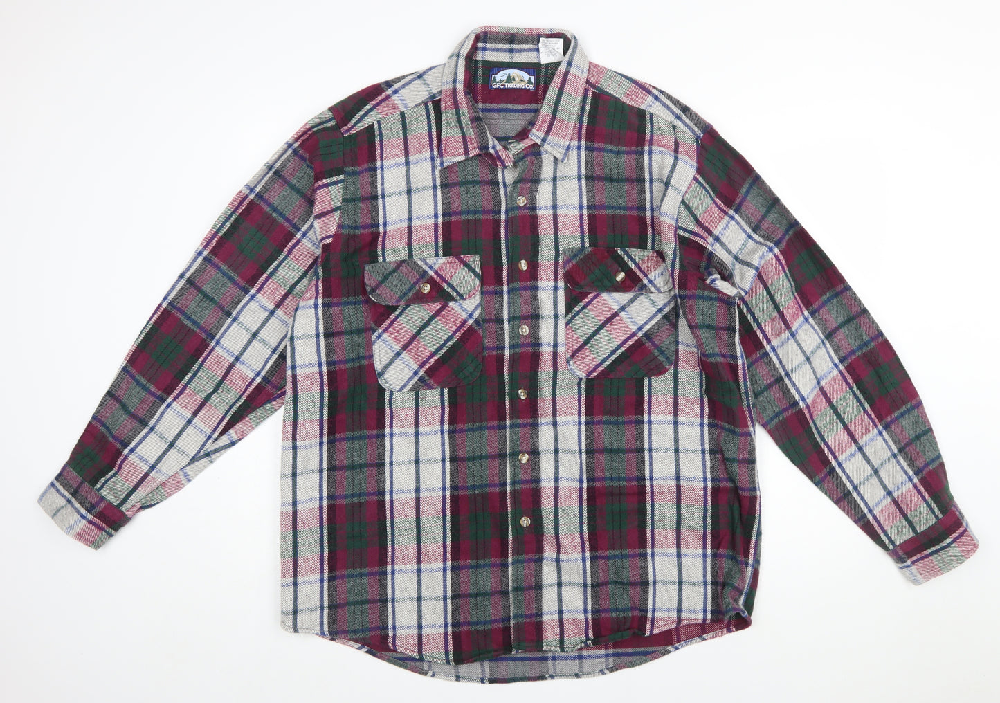 GFC Trading Co. Men's Multicoloured XL Flannel Plaid Button-Up Shirt