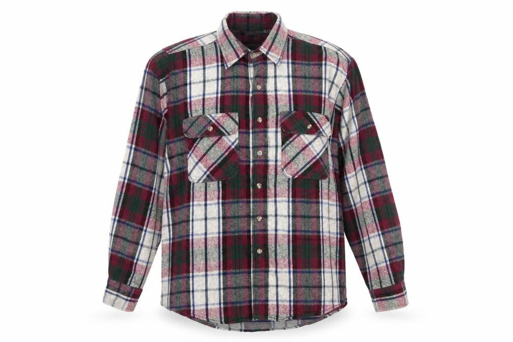 Front view of GFC Trading Co. Men's Multicoloured XL Flannel Plaid Button-Up Shirt