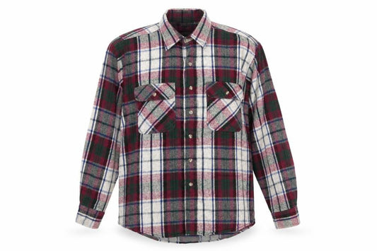 Front view of GFC Trading Co. Men's Multicoloured XL Flannel Plaid Button-Up Shirt