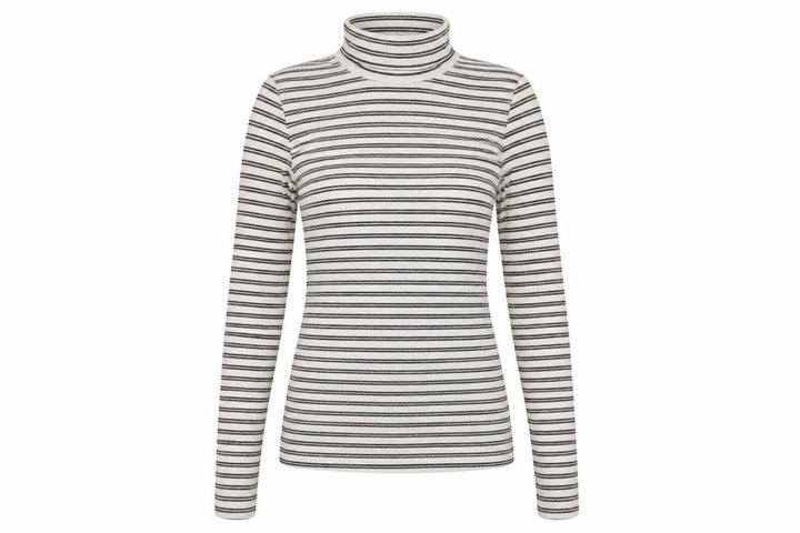 Hollister Women’s White Striped Roll Neck Long Sleeve Slim Fit Top Size S