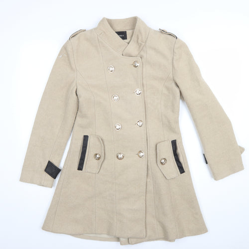Momoco Womens Beige Military Style Long Coat Size 8