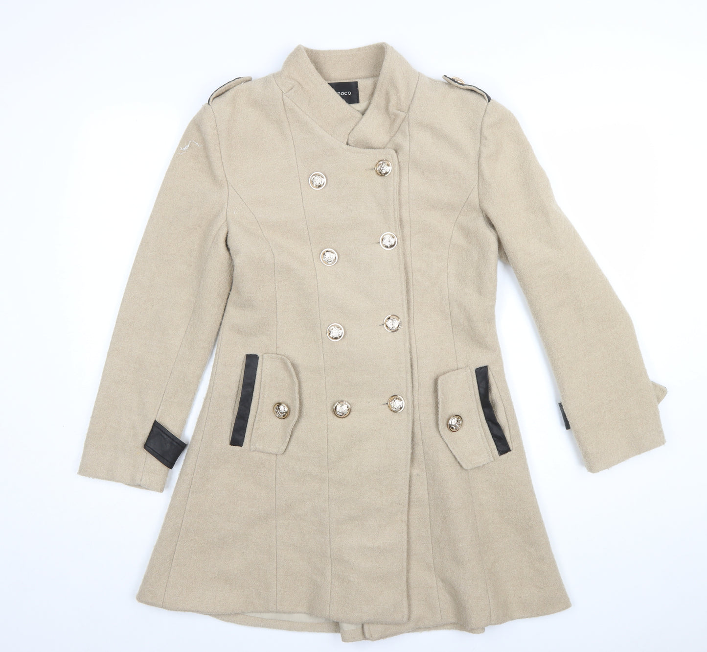 Momoco Womens Beige Military Style Long Coat Size 8