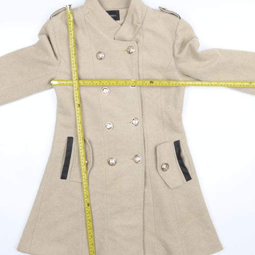 Momoco Womens Beige Military Style Long Coat Size 8