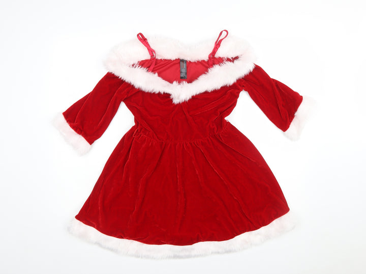 Ann Summers Women’s Red Velvet Off Shoulder Christmas Dress M