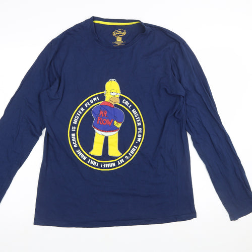 Primark Men’s Blue The Simpsons Homer Mr Plow Long Sleeve T-Shirt Size L