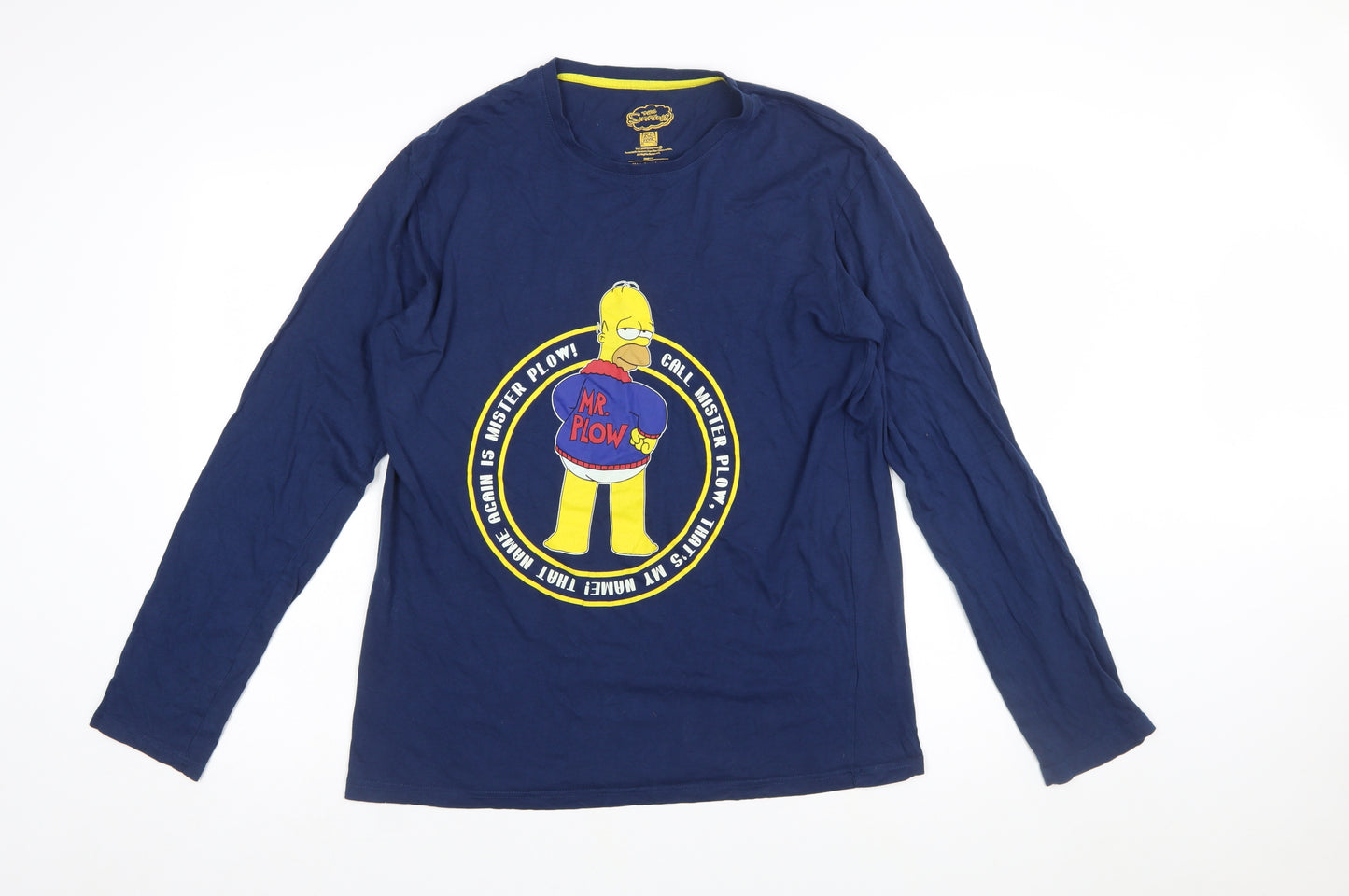 Primark Men’s Blue The Simpsons Homer Mr Plow Long Sleeve T-Shirt Size L