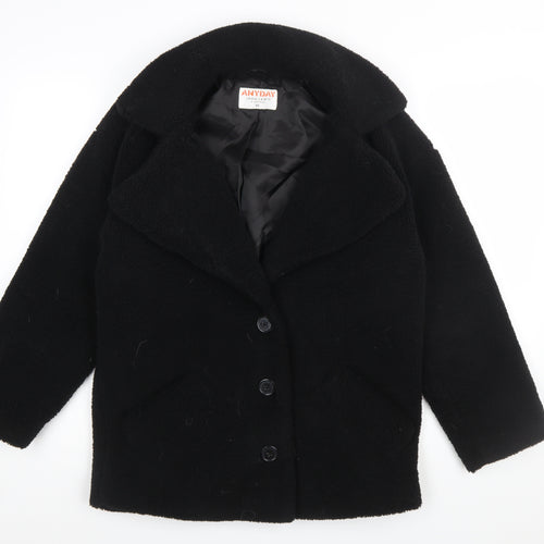 John Lewis ANYDAY Women's Black Fleece Pea Coat XS