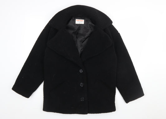 John Lewis ANYDAY Women's Black Fleece Pea Coat XS