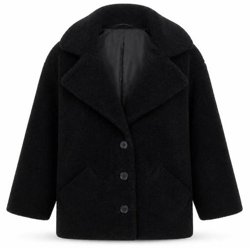 John Lewis ANYDAY Women's Black Fleece Pea Coat XS