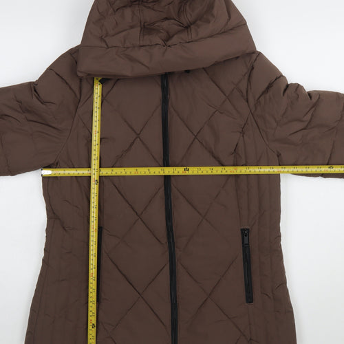 Tu Women Brown Quilted Hooded Puffer Jacket Size 14