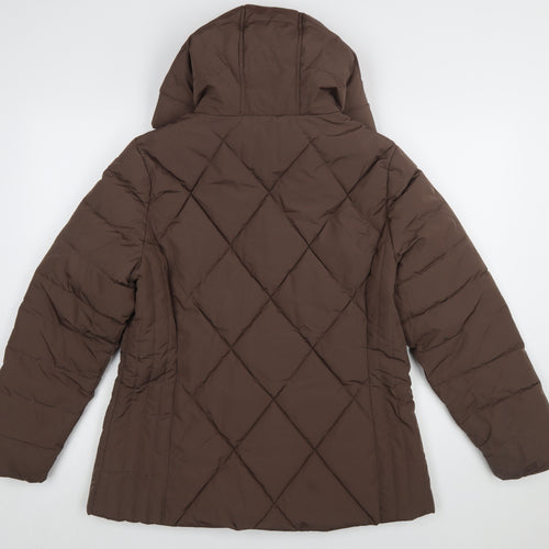 Tu Women Brown Quilted Hooded Puffer Jacket Size 14