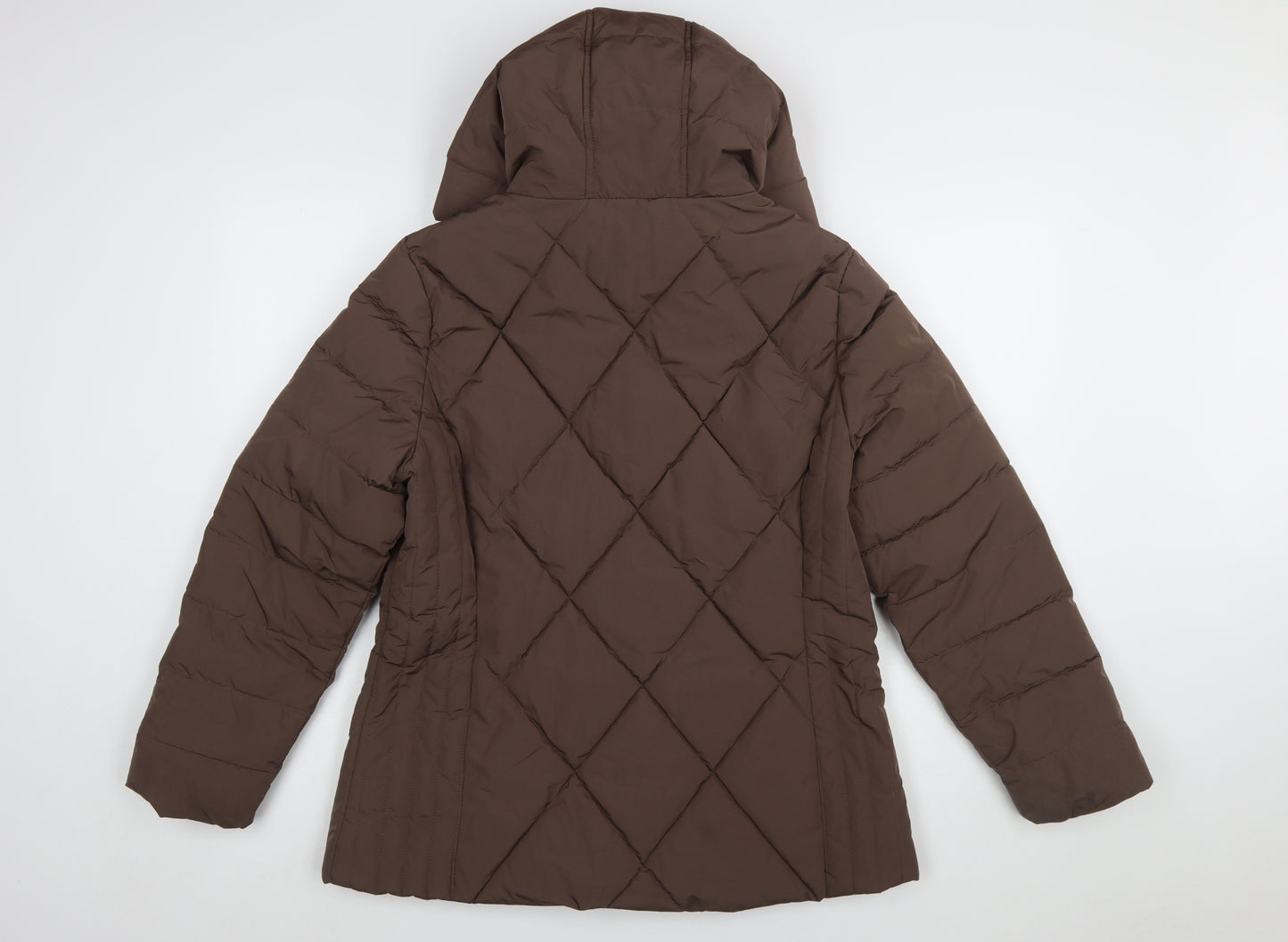 Tu Women Brown Quilted Hooded Puffer Jacket Size 14