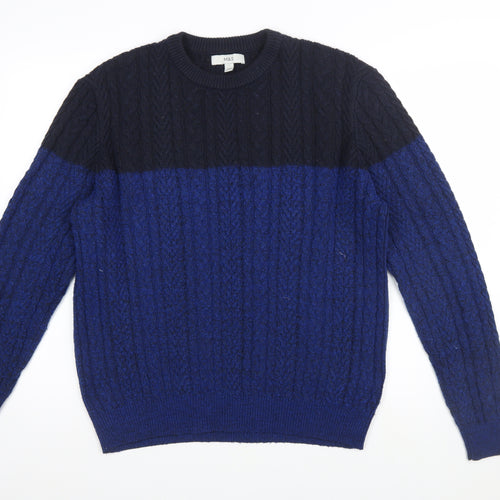 Marks and Spencer Men’s Blue Cable-Knit Crew Neck Jumper Size L
