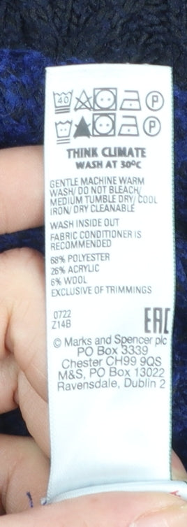 Marks and Spencer Men’s Blue Cable-Knit Crew Neck Jumper Size L
