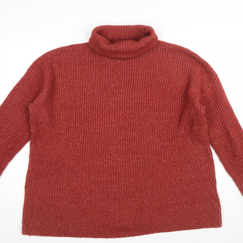 Lefties Womens Red Roll Neck Ribbed Knit Jumper Size 12