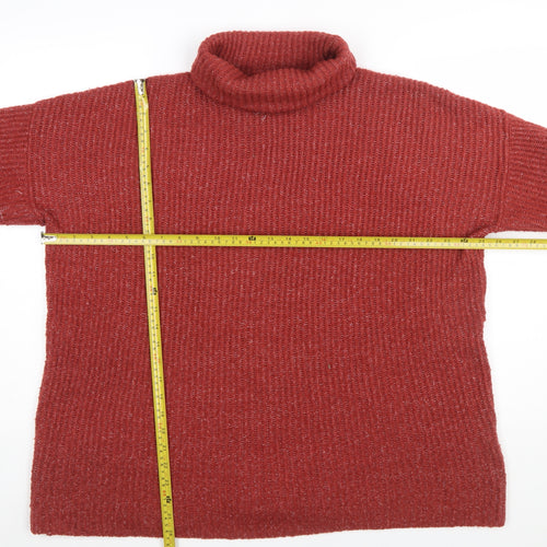 Lefties Womens Red Roll Neck Ribbed Knit Jumper Size 12