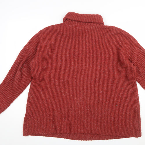 Lefties Womens Red Roll Neck Ribbed Knit Jumper Size 12