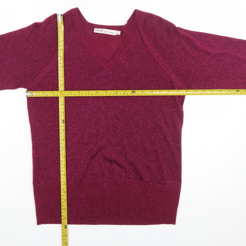 EWM Women’s Purple V-Neck Long Sleeve Knit Jumper Size M 14-16