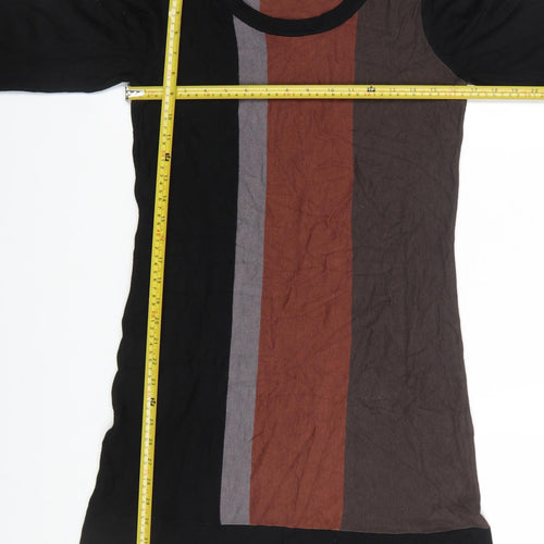 F&F Women’s Black Brown Colourblock Knit Shift Dress Size 14