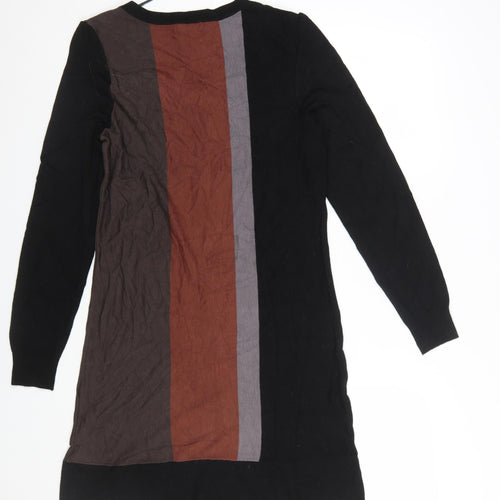 F&F Women’s Black Brown Colourblock Knit Shift Dress Size 14