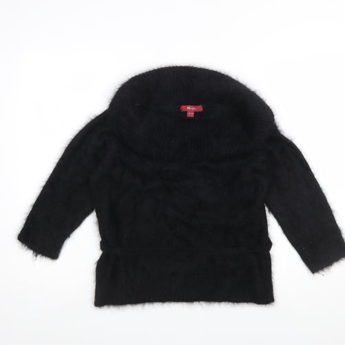 Monsoon Womens Black Angora Blend Cowl Neck Pullover Jumper Size 16