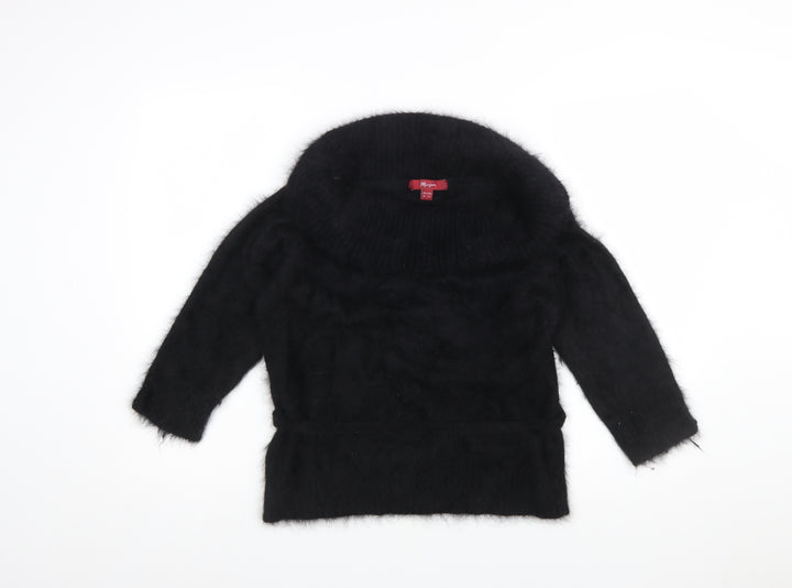 Monsoon Womens Black Angora Blend Cowl Neck Pullover Jumper Size 16