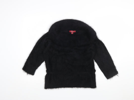 Monsoon Womens Black Angora Blend Cowl Neck Pullover Jumper Size 16