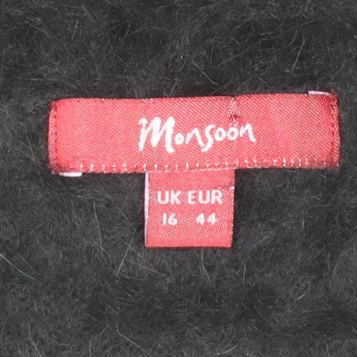 Monsoon Womens Black Angora Blend Cowl Neck Pullover Jumper Size 16