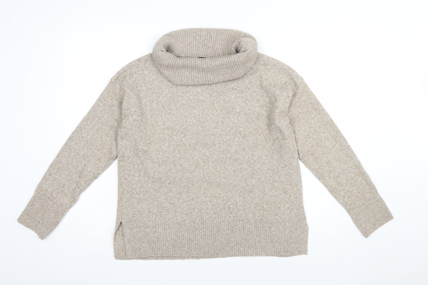 Vero Moda Women's Beige Roll Neck Jumper Size S Relaxed Fit Winter Knit