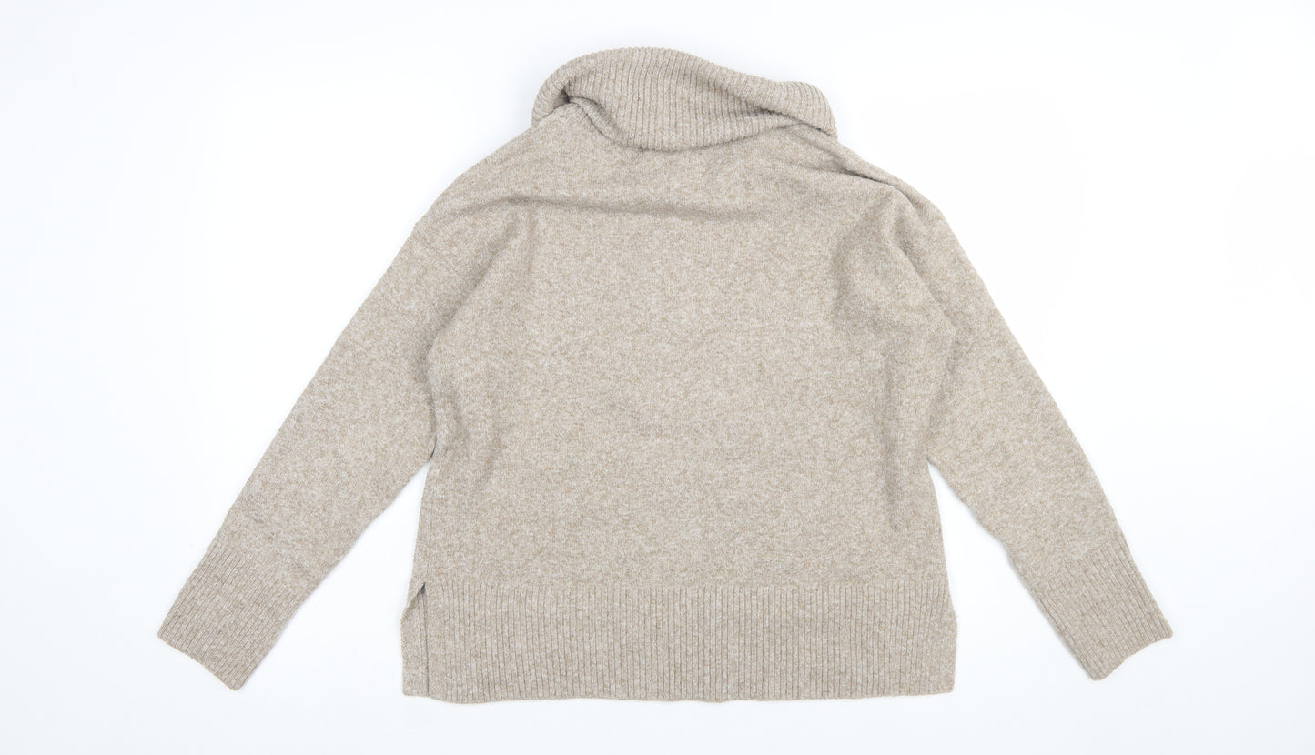 Vero Moda Women's Beige Roll Neck Jumper Size S Relaxed Fit Winter Knit
