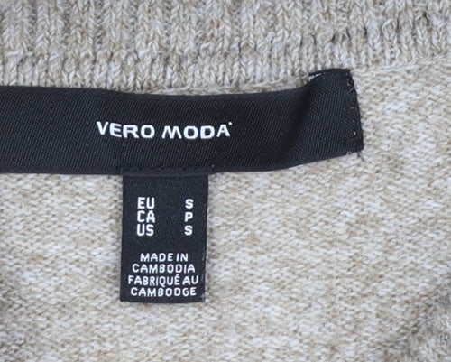 Vero Moda Women's Beige Roll Neck Jumper Size S Relaxed Fit Winter Knit