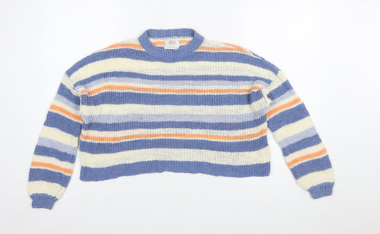 Pull&Bear Women’s Multicoloured Striped Chunky Knit Jumper Size 12