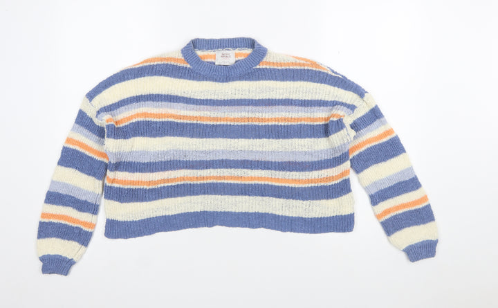 Pull&Bear Women’s Multicoloured Striped Chunky Knit Jumper Size 12