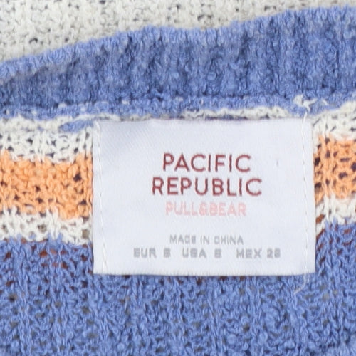 Pull&Bear Women’s Multicoloured Striped Chunky Knit Jumper Size 12