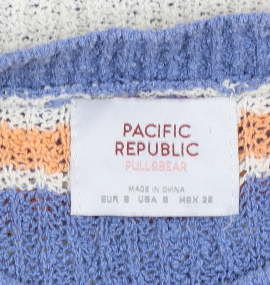 Pull&Bear Women’s Multicoloured Striped Chunky Knit Jumper Size 12