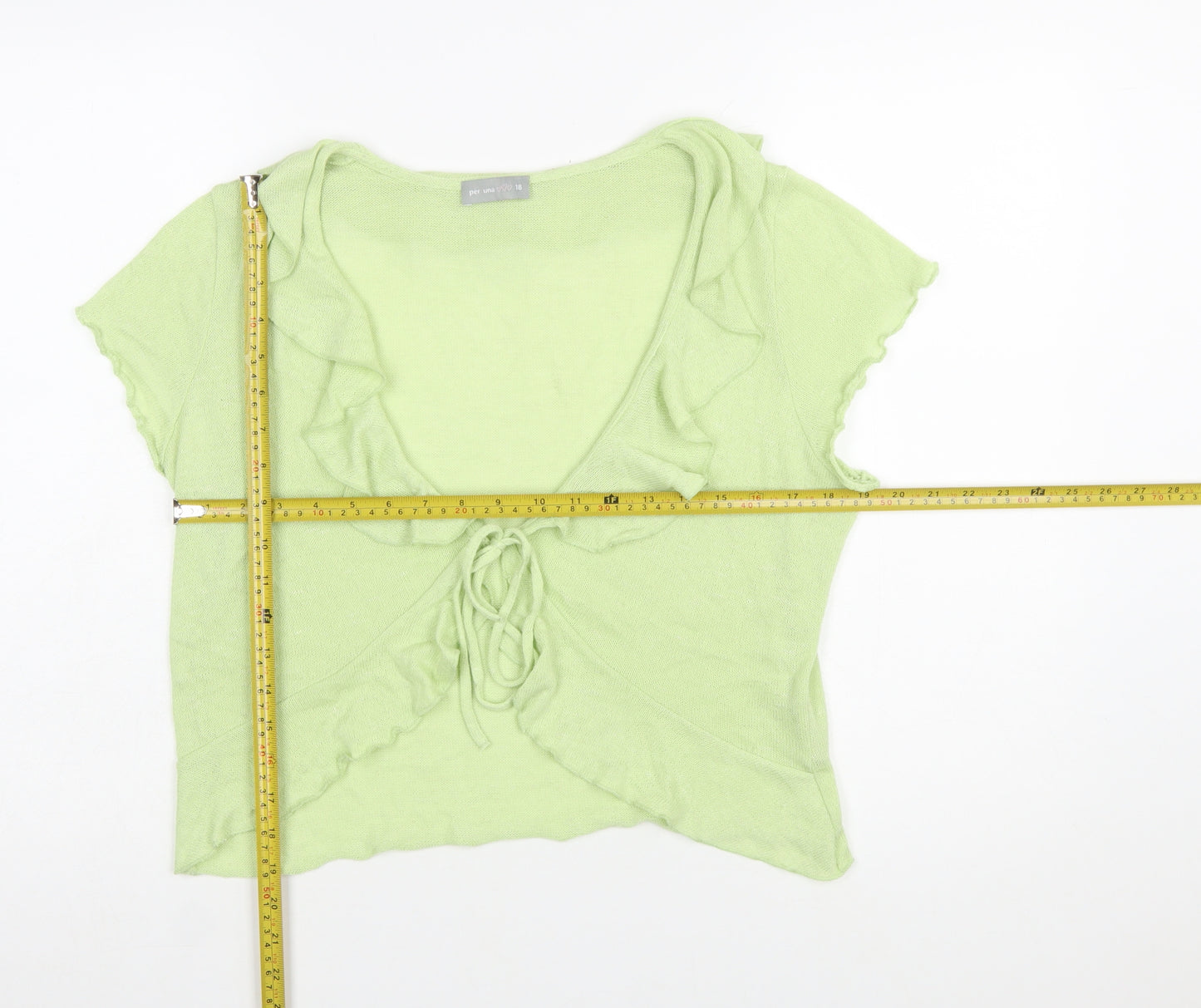 Marks and Spencer Per Una Green Ruffle Cardigan Women Size 18