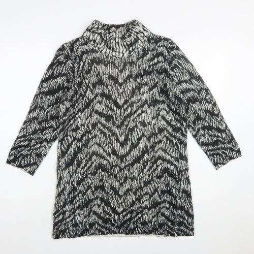 Marks and Spencer Women’s Black Animal Print Roll Neck Jumper Dress Size 12