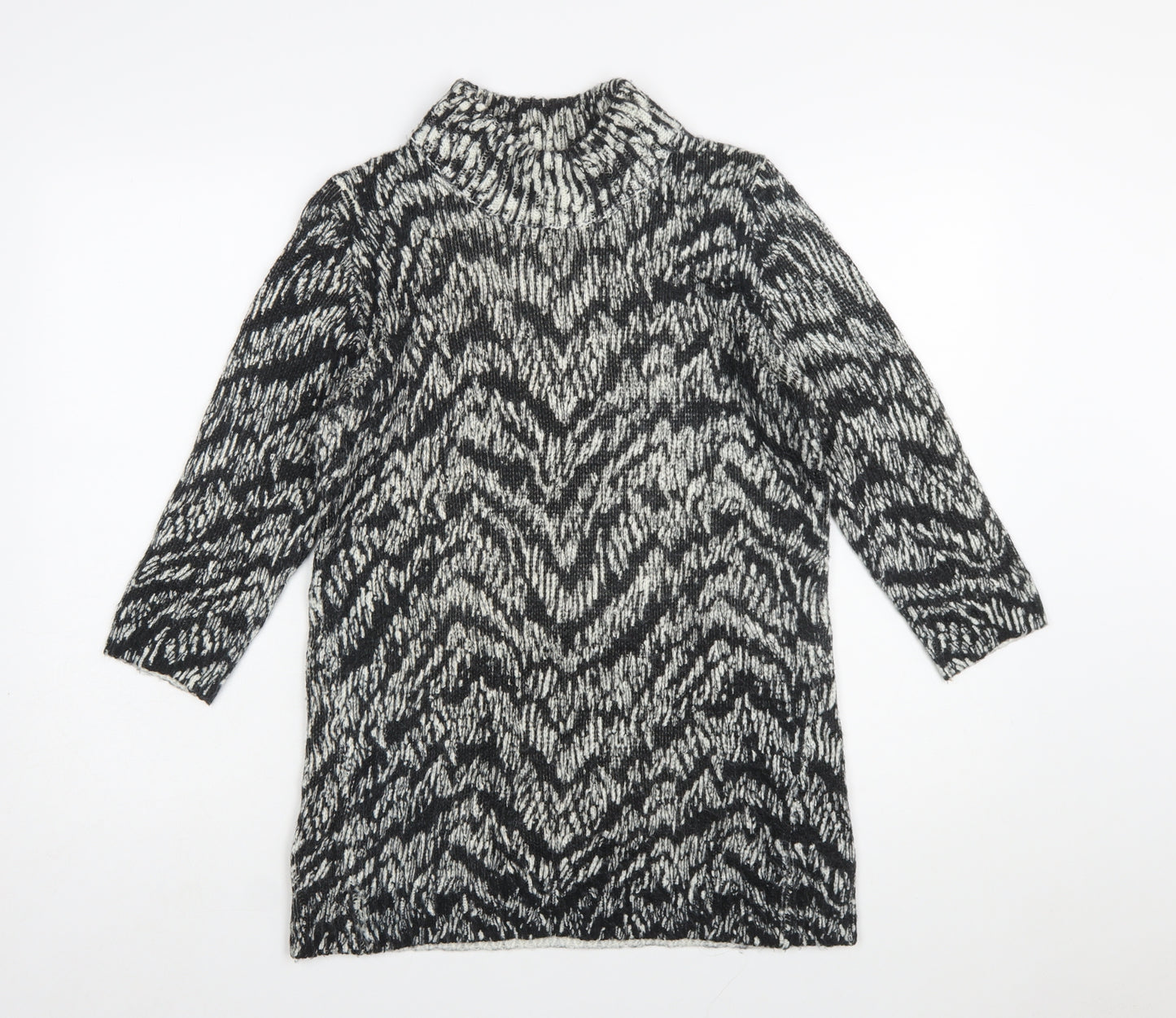 Marks and Spencer Women’s Black Animal Print Roll Neck Jumper Dress Size 12