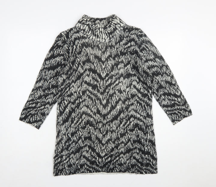 Marks and Spencer Women’s Black Animal Print Roll Neck Jumper Dress Size 12