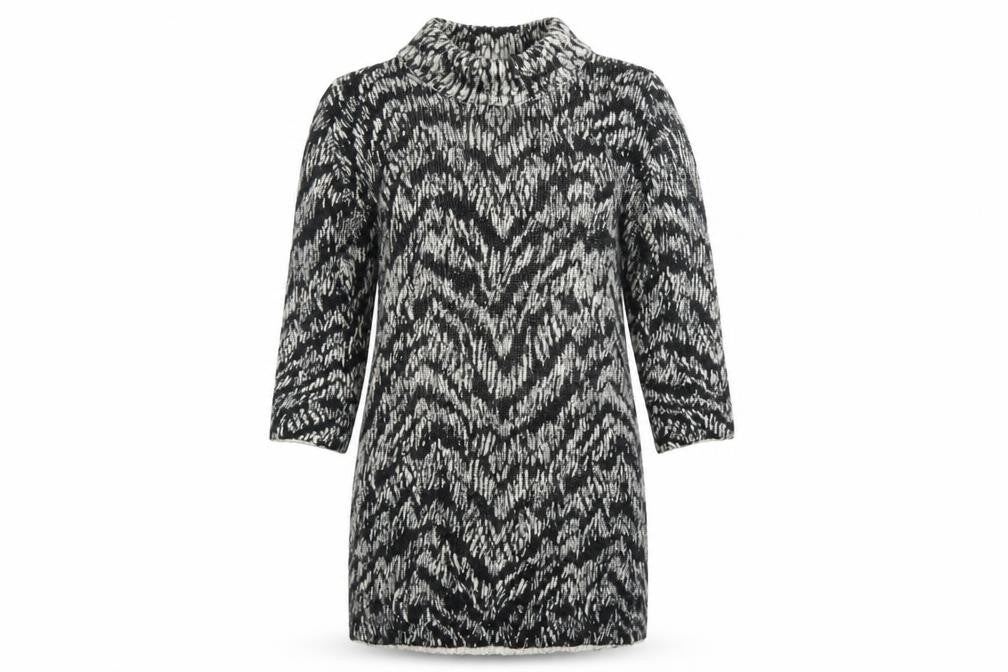 Marks and Spencer Women’s Black Animal Print Roll Neck Jumper Dress Size 12