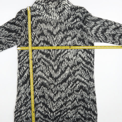 Marks and Spencer Women’s Black Animal Print Roll Neck Jumper Dress Size 12