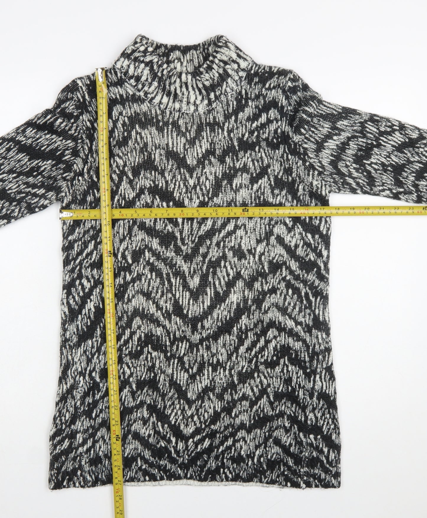 Marks and Spencer Women’s Black Animal Print Roll Neck Jumper Dress Size 12
