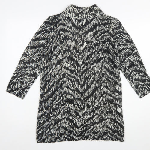 Marks and Spencer Women’s Black Animal Print Roll Neck Jumper Dress Size 12