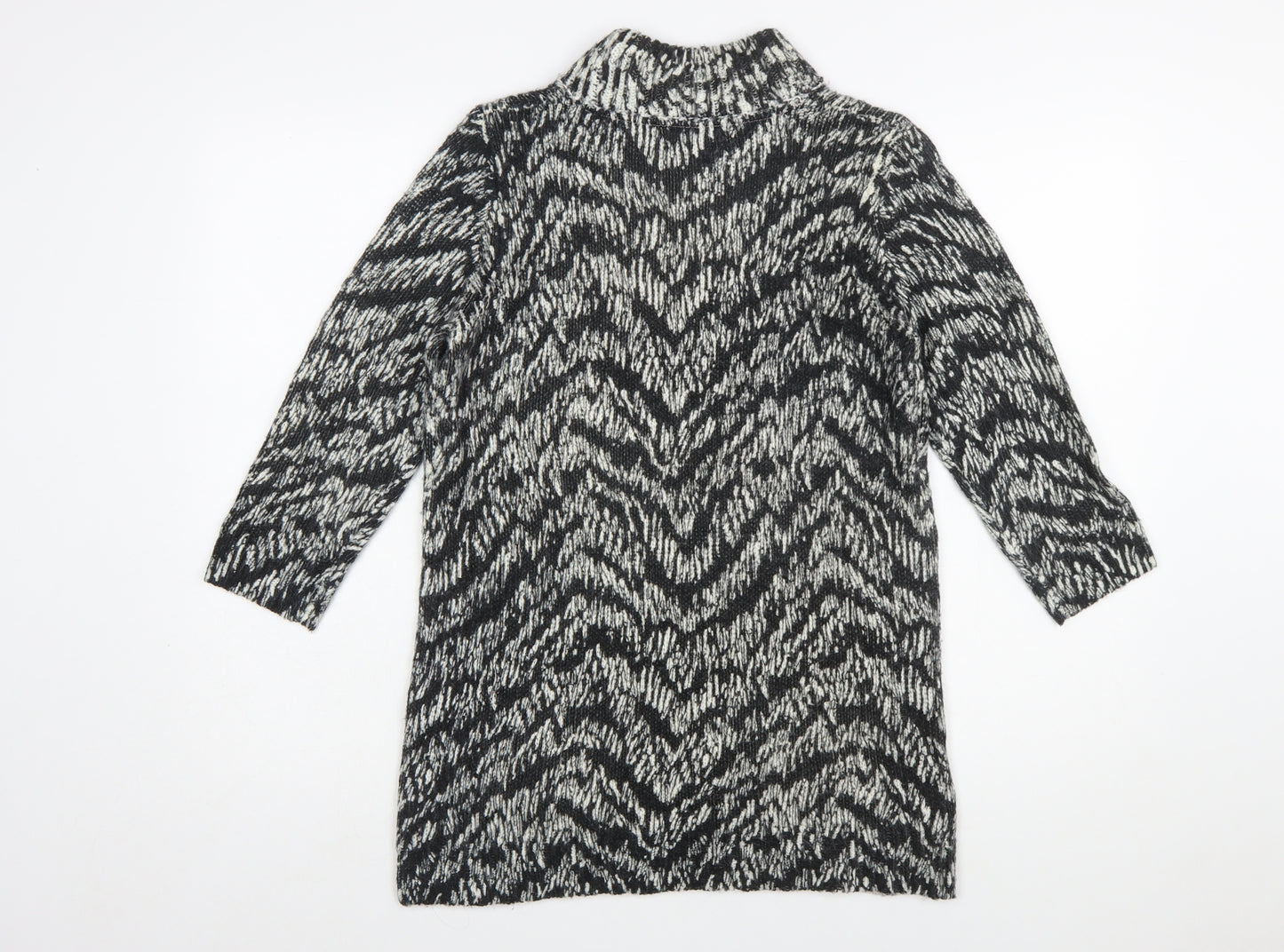Marks and Spencer Women’s Black Animal Print Roll Neck Jumper Dress Size 12