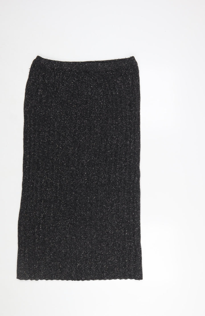 C&A Women Black Knit Midi Pencil Skirt Size 16