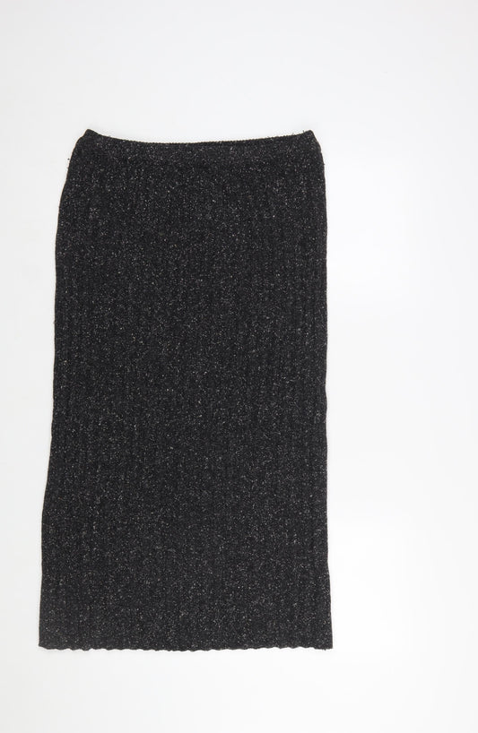 C&A Women Black Knit Midi Pencil Skirt Size 16